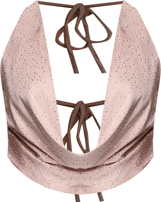 Women's Studded Backless Cowl Neck Top