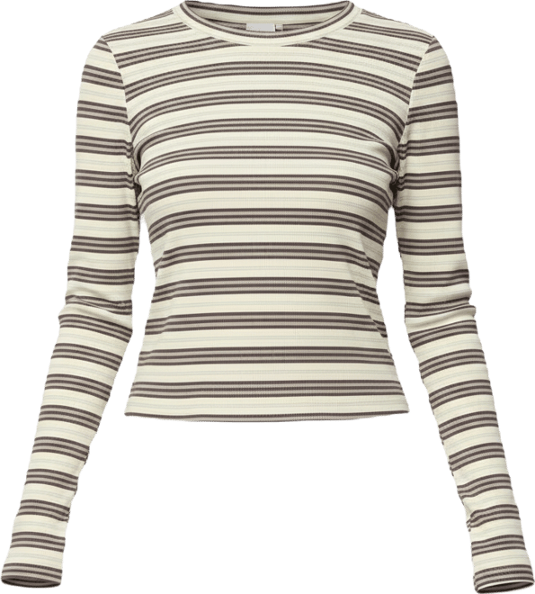 Women's Avalie Striped Ribbed Long Sleeve T Shirt
