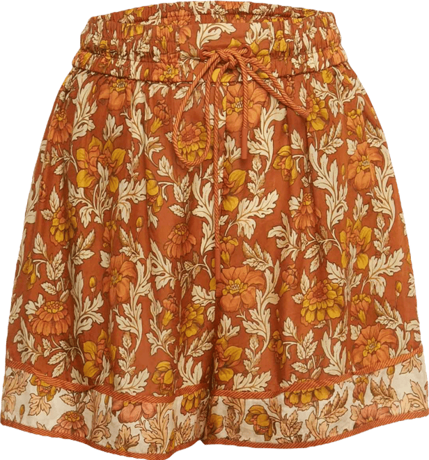 Women's Brown Printed Silk Andie Short