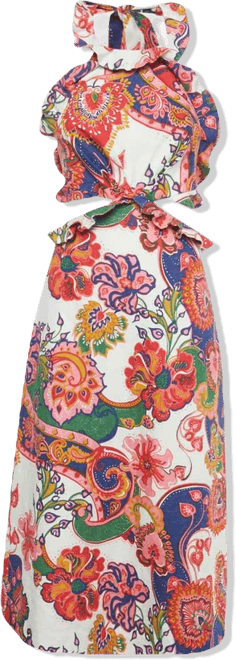 Women's Multicolor Printed Linen Lovestruck Ruffled Dress
