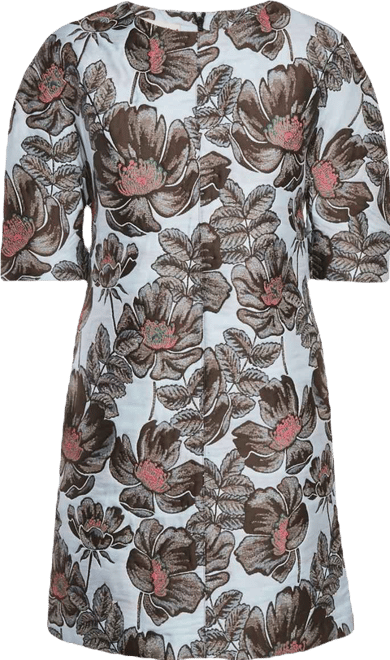 Women's Blue Floral Jacquard Shift Dress