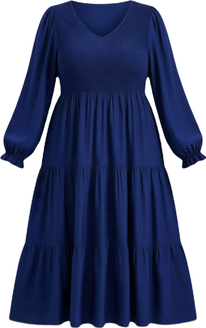 Women's Plus Size Indi Puff Sleeve Shirred Dress