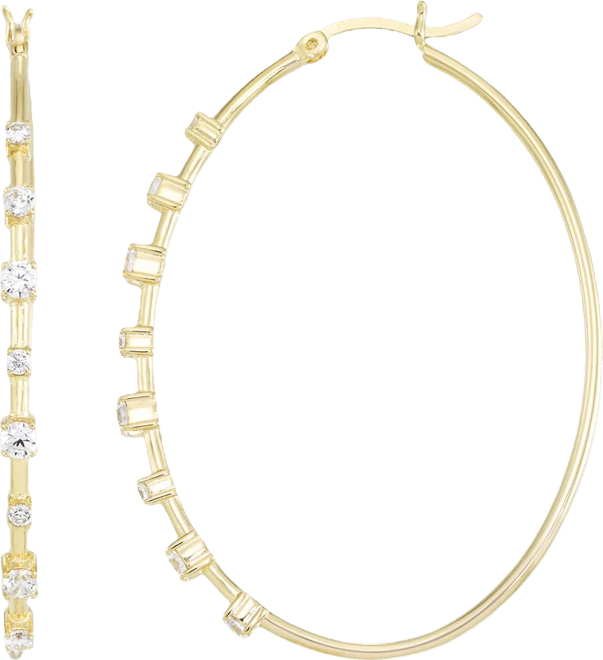 Cubic Zirconia (2 ct. t.w.) Hoop Earrings in 14K Yellow Gold Over Sterling Silver