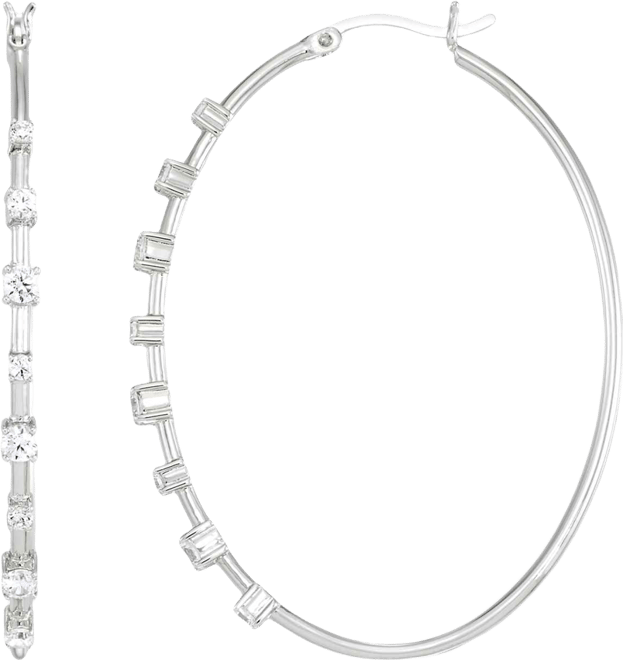 Cubic Zirconia (2 ct. t.w.) Hoop Earrings in Sterling Silver