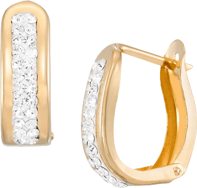 Polished Crystal Oval Earrings in 14k Yellow Gold Over Sterling Silver