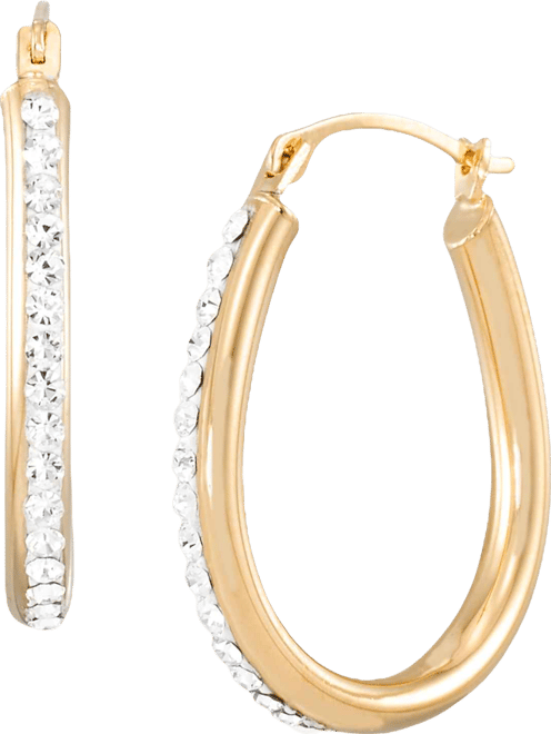 Polished Crystal Hoop Earrings in 14k Yellow Gold Over Sterling Silver