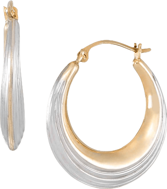 Two-Tone Hoop Earrings in 14K Yellow Gold Over Sterling Silver