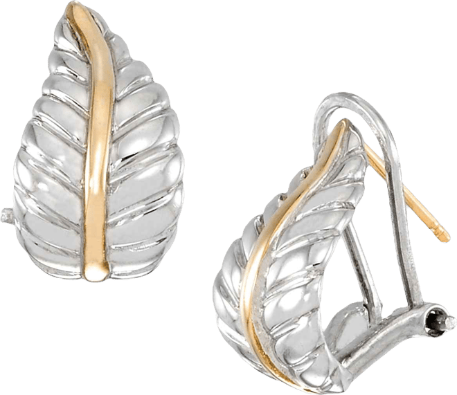 Leaf Stud Earrings in 14K Yellow Gold Over Sterling Silver