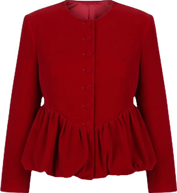 Women's Velvet Peplum Bubble Hem Jacket