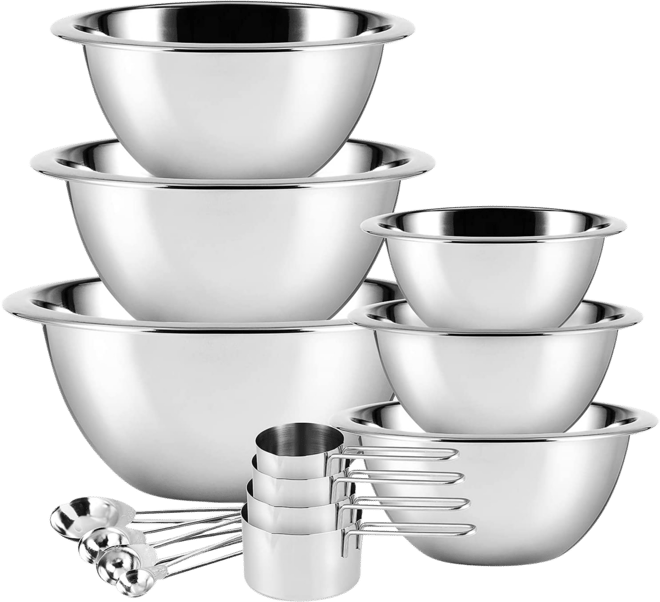 Stainless Steel 14-Pc. Mixing Bowls Measuring Cup Set