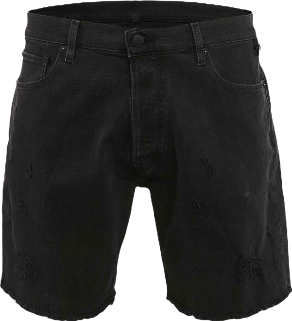 Men's Distressed Denim Raw Edge Detail Shorts