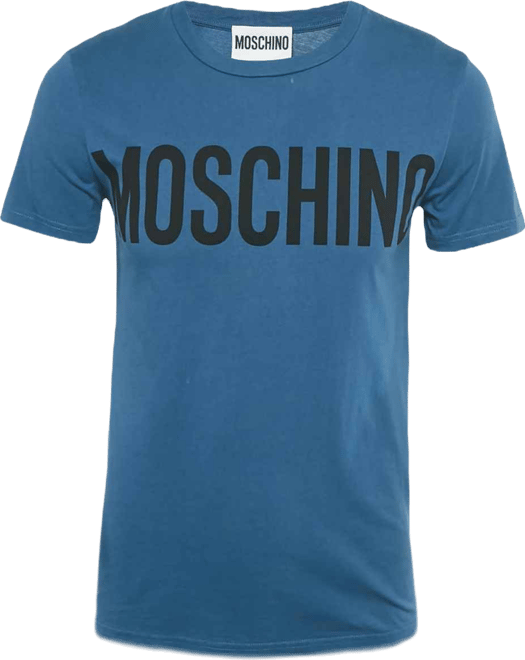 Men's Couture Blue Logo Print Cotton Crew Neck T-Shirt