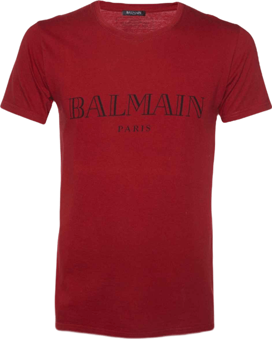 Men's Red Logo Print Cotton Crew Neck T-Shirt
