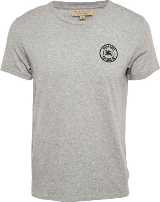 Men's Grey Melange Embroidered Jersey Crewneck T-Shirt