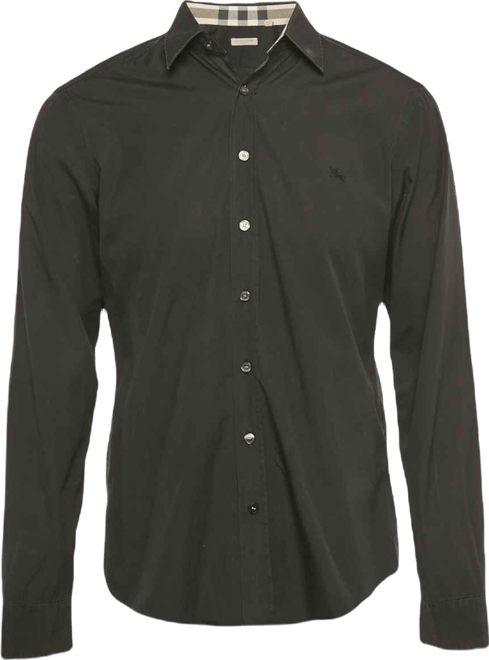 Men's Brit Black Cotton Long Sleeve Shirt