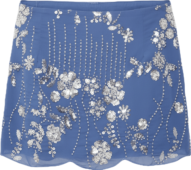 Womens Nelley Beaded Sequin Chiffon Mini Skirt