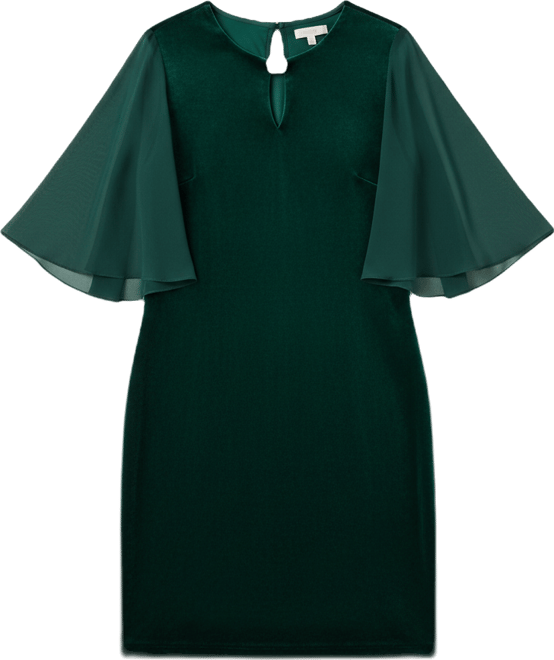 Women's Capelet-Sleeve Stretch Velvet Sheath Dress