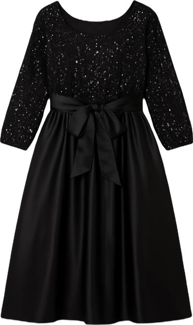 Plus Size Sequin-Bodice Midi Dress