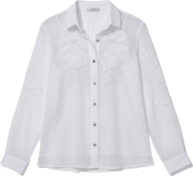 Women's Long-Sleeve Embroidered Flower Blouse