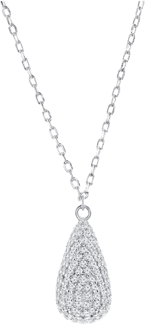 Sterling Silver, Puffed Pearshaped Cz Necklace