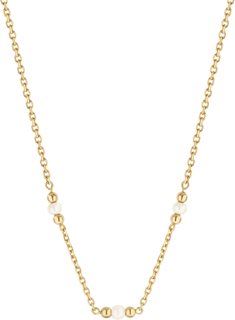 Freshwater Pearl Chain Necklace in 14K Gold, 16 in adj to 18 in