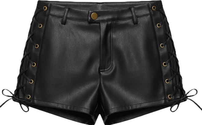 Women's Kariss Lace Up Faux Leather Micro Shorts