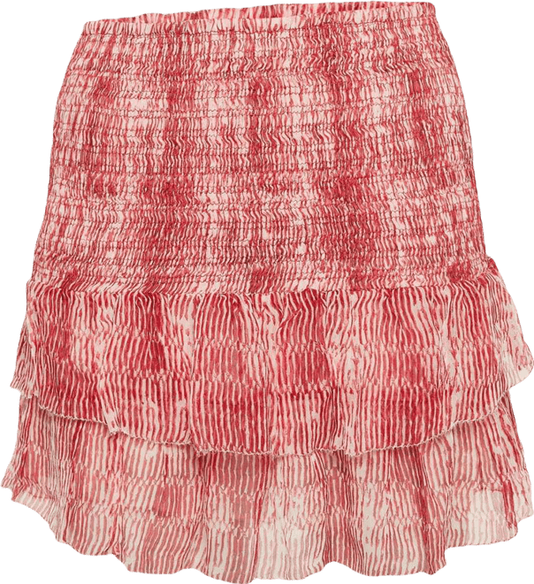 Women's Red Smocked Zelia Mini Skirt