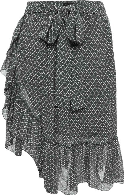 Women's Black/white Printed Silk Ruffled Short Skirt