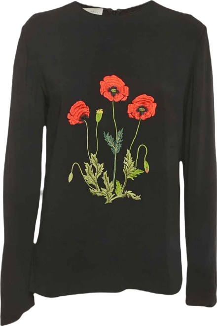 Women's Floral Embroidered Crepe Blouse