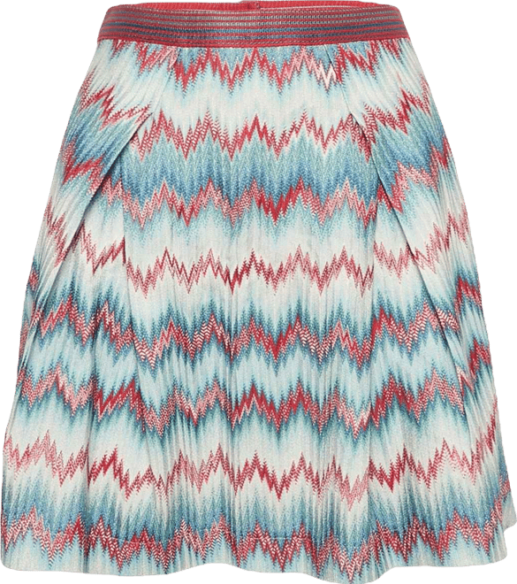 Women's Blue Chevron Pattern Knit Mini Skirt