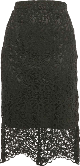 Women's Black Lace Pencil Skirt