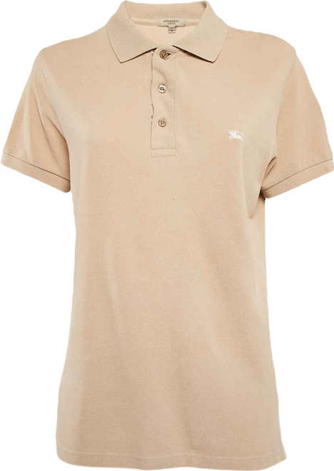 Women's Beige Cotton Pique Polo T-Shirt