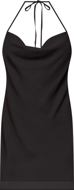 Women's Bead Backless Cowl Neck Mini Dress