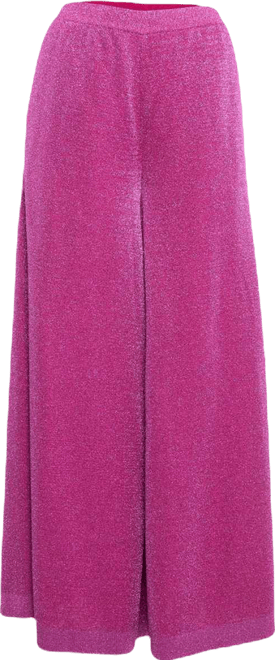 Women's Pink Lurex Knit Palazzo Pants