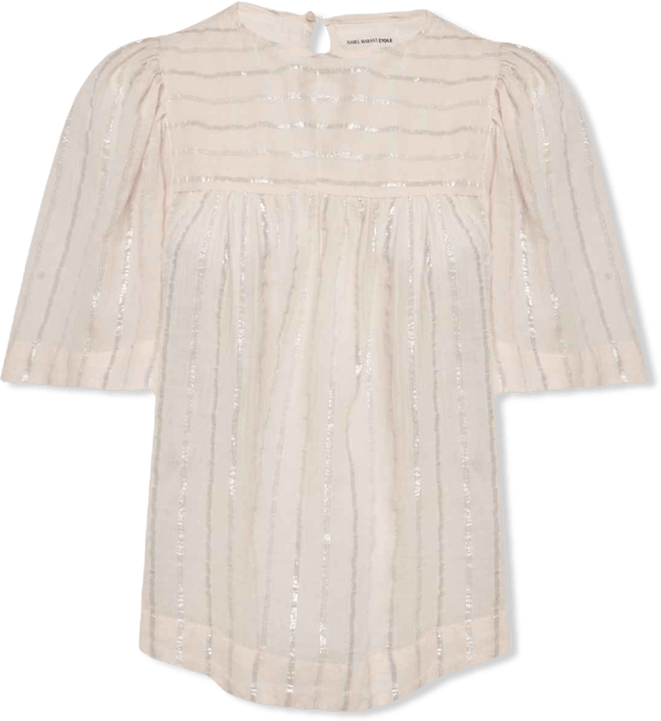 Women's Etoile Pink Lurex Striped Cotton Blouse