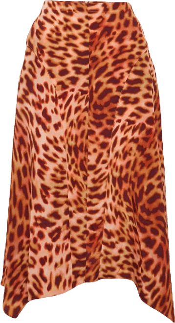 Women's Pink/brown Leopard Print Silk Midi Skirt