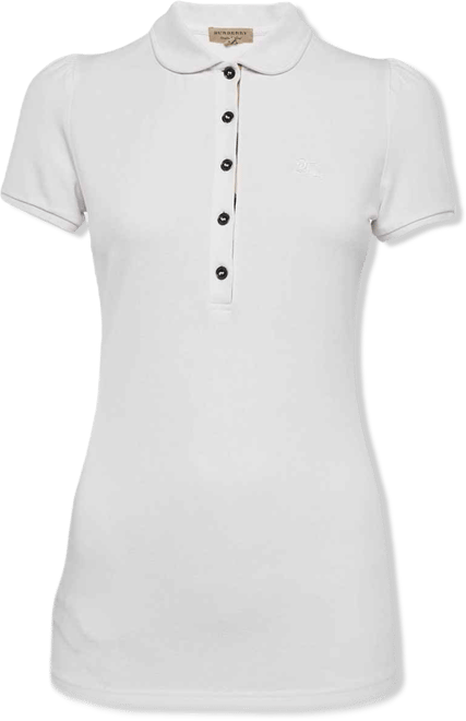 Women's White Cotton Pique Puff Sleeve Polo T-Shirt