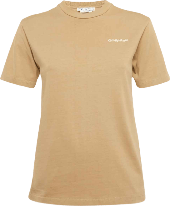 Women's Brown Logo Embroidered Cotton T-Shirt
