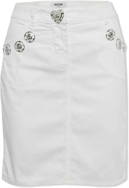 Women's Jeans White Denim Button Detail Pencil Skirt