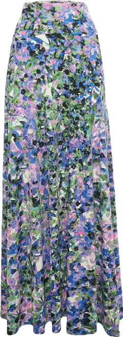 Women's Purple Printed Jersey Maxi Skirt