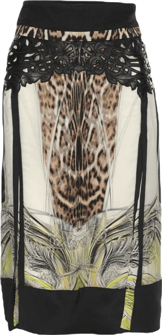 Women's Multicolor Printed Silk Side Slits Midi Skirts