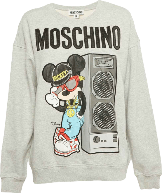 Women's X H&m X Disney Grey Mickey Embroidered Cotton Sweatshirt