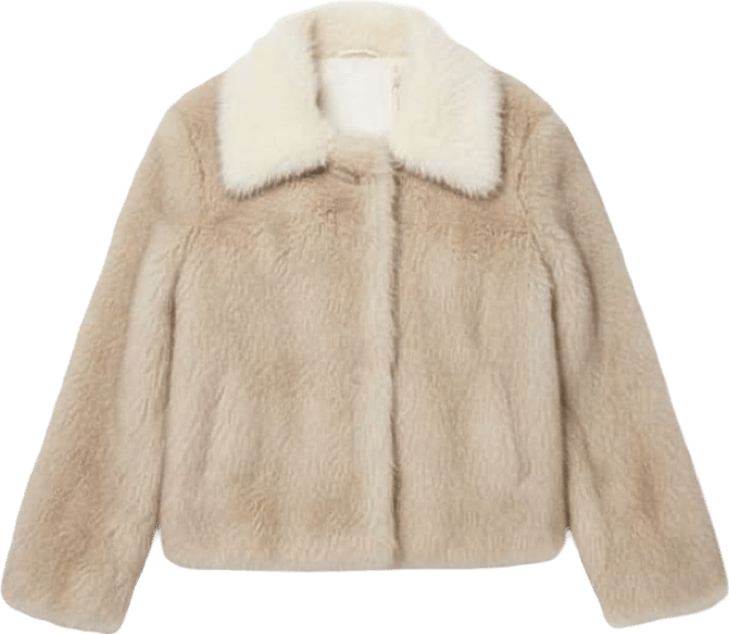 Women's Contrast Collar Faux Fur Jacket