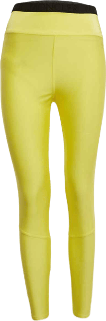 Women's Yellow Logo Print Jersey Leggings