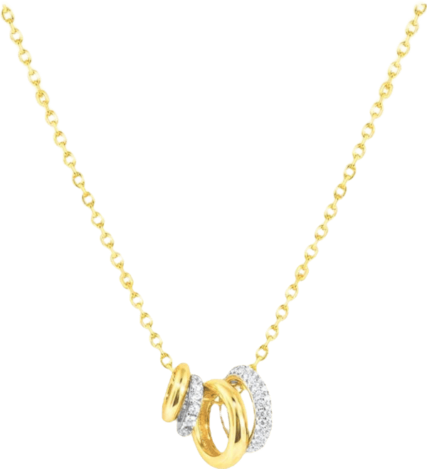 Goregeous Rondel Charm Necklace with Pave Cz Rondels and Shiny Charms on a Gold over SIlver Chain
