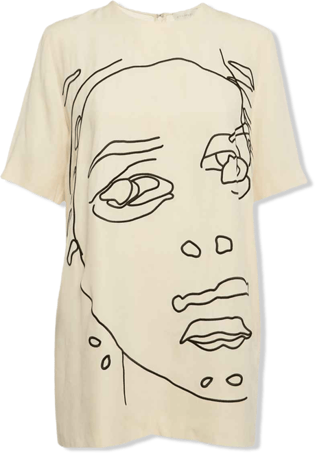 Women's Cream Embroidered Crepe Mini Dress