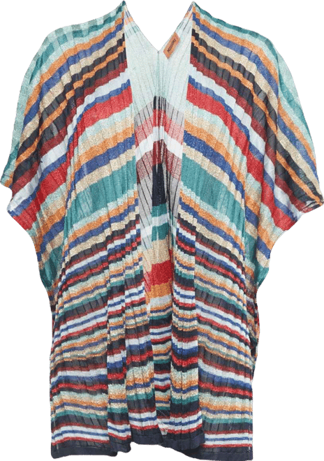 Women's Multicolor Lurex Knit Poncho One