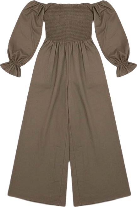 Women's Domenica Shirred Long-Sleeve Jumpsuit