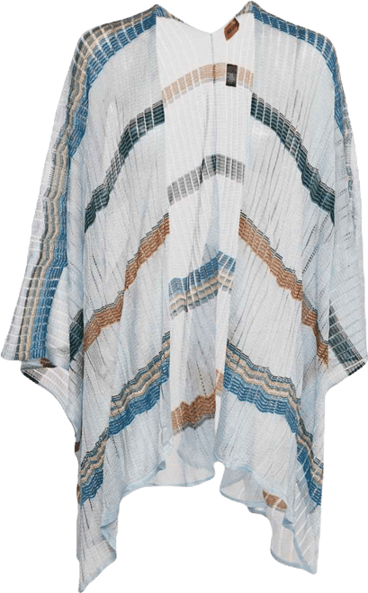 Women's Pre-Owned M Missoni Blue Lurex Knit Open Front Cardigan One