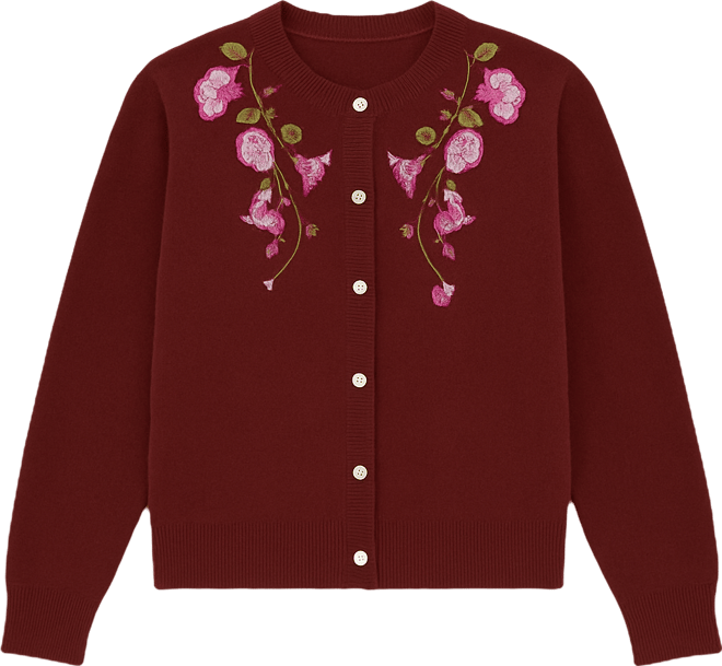 Women's Brittany Placed Embroidery Flower Cardigan